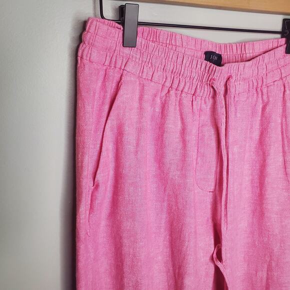 J.Crew Factory Linen-Cotton Drawstring Pant Pink Linen Cotton Blend Women's 8 - Picture 7 of 15